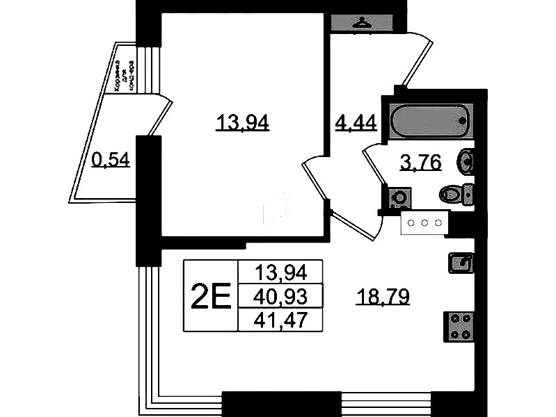 1-комнатная квартира 41.47 м², 6/11 эт., ЖК «VEREN NORT Сертолово»